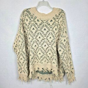Gimmicks by BKE Distressed Open Knit Sweater XL